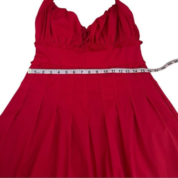 Anna Grace Red Rockabilly Halter Dress Size Medium Vtg Pin-Up Retro Pockets - Picture 5 of 11